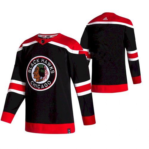 Men Chicago Blackhawks Blank Black NHL 2021 Reverse Retro jersey->chicago blackhawks->NHL Jersey